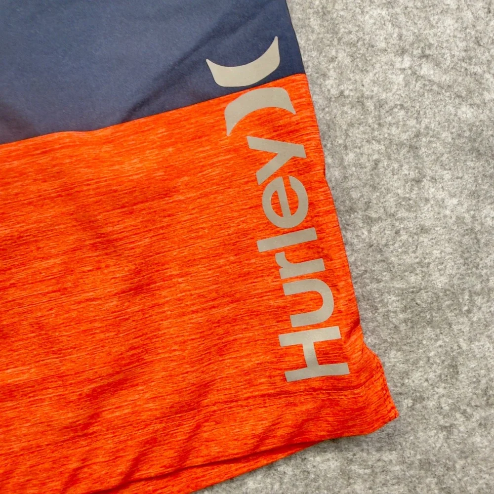 Hurley Board Shorts Men Large Blue Orange Colorblock Excellent Swim Trunks